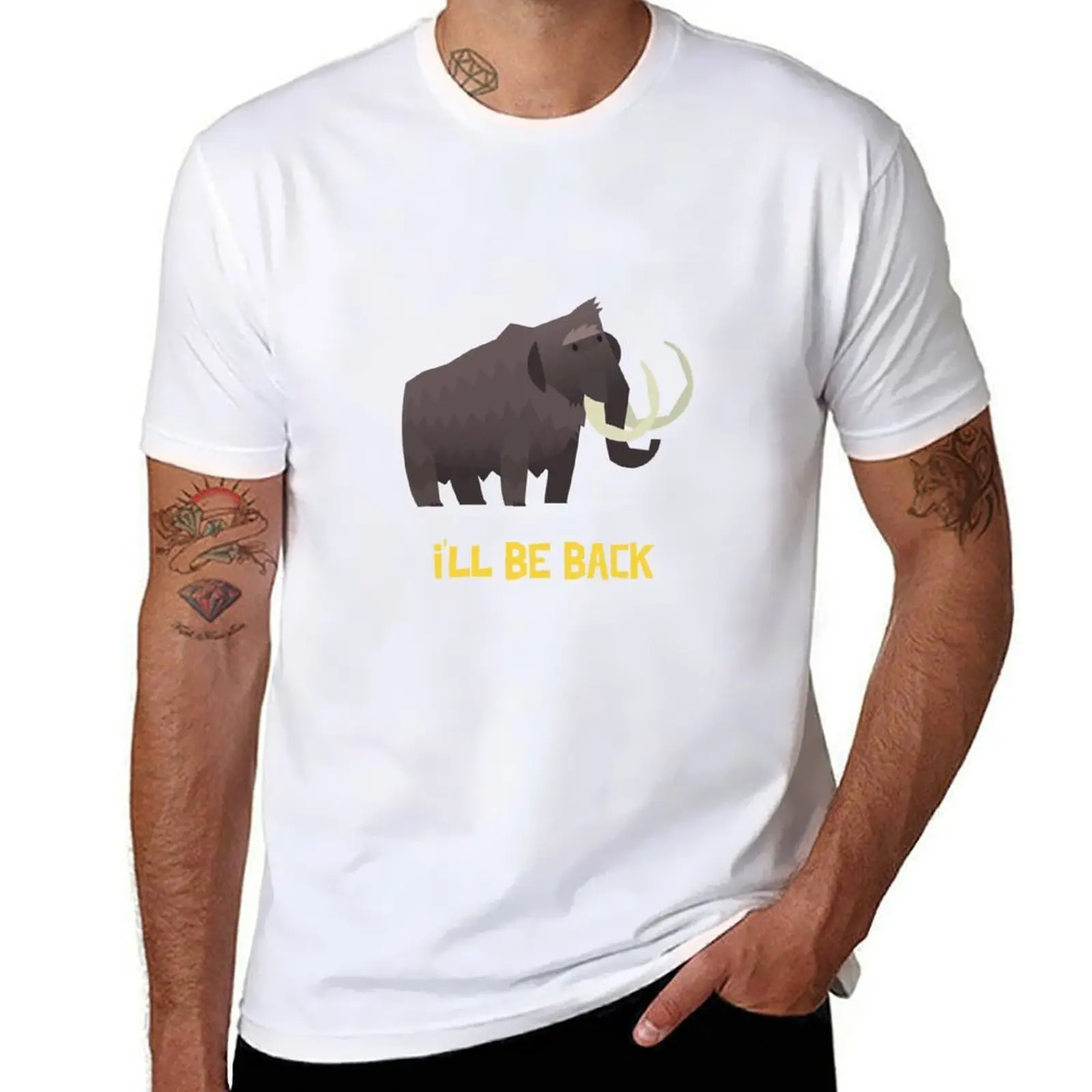 Funny Woolly Mammoth: I'll Be Back T-Shirt essential t shirt man t shirts for men casual T-Shirt 
Funny Woolly Mammoth: I'll Be Back T-Shirt essential t shirt man t shirts for men casual T-Shirt