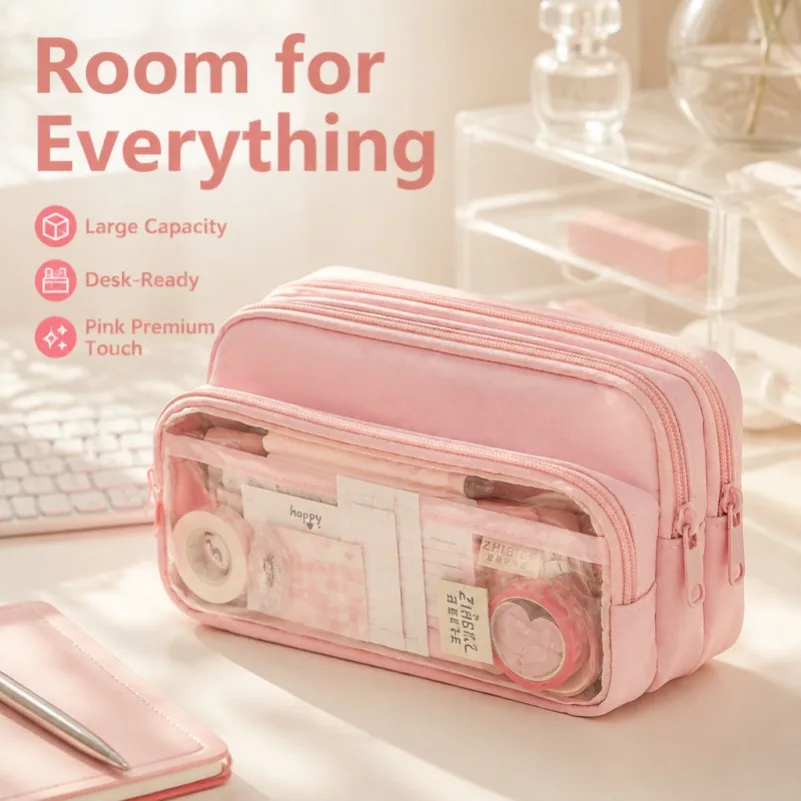 Simple Pencil Case Large Capacity Student Stationery Bag Children's Birthday Gift Prizes Transparent Pencil Case Three Floors
Simple Pencil Case Large Capacity Student Stationery Bag Children's Birthday Gift Prizes Transparent Pencil Case Three Floors