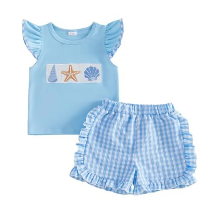 Sasaerucure Toddler Girl Clothes Starfish Shell Embroidery Ruffle Short Sleeve Shirt Top and Plaid Short Summer Outfit
Sasaerucure Toddler Girl Clothes Starfish Shell Embroidery Ruffle Short Sleeve Shirt Top and Plaid Short Summer Outfit