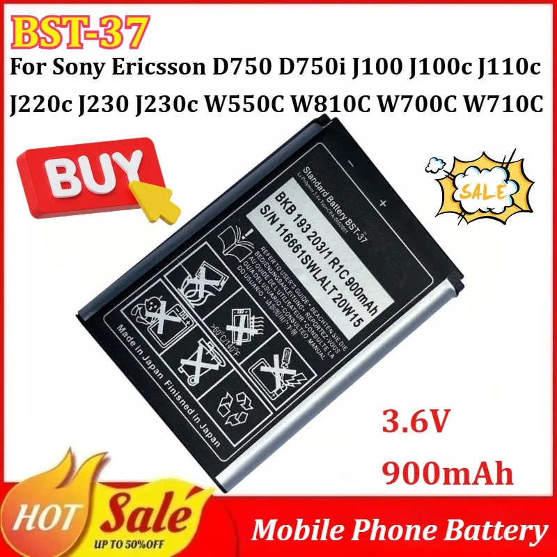 BST-37 3.6V 900mAh Mobile Phone Battery for Sony Ericsson D750 D750i J100 J100c J110c J220c J230 J230c W550C W810C W700C W710C
BST-37 3.6V 900mAh Mobile Phone Battery for Sony Ericsson D750 D750i J100 J100c J110c J220c J230 J230c W550C W810C W700C W710C