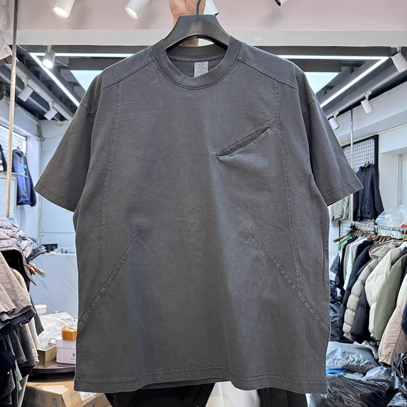 Лоскутная стираная футболка с невидимым карманом для мужчин и женщин, футболка большого размера, футболки 
Лоскутная стираная футболка с невидимым карманом для мужчин и женщин, футболка большого размера, футболки