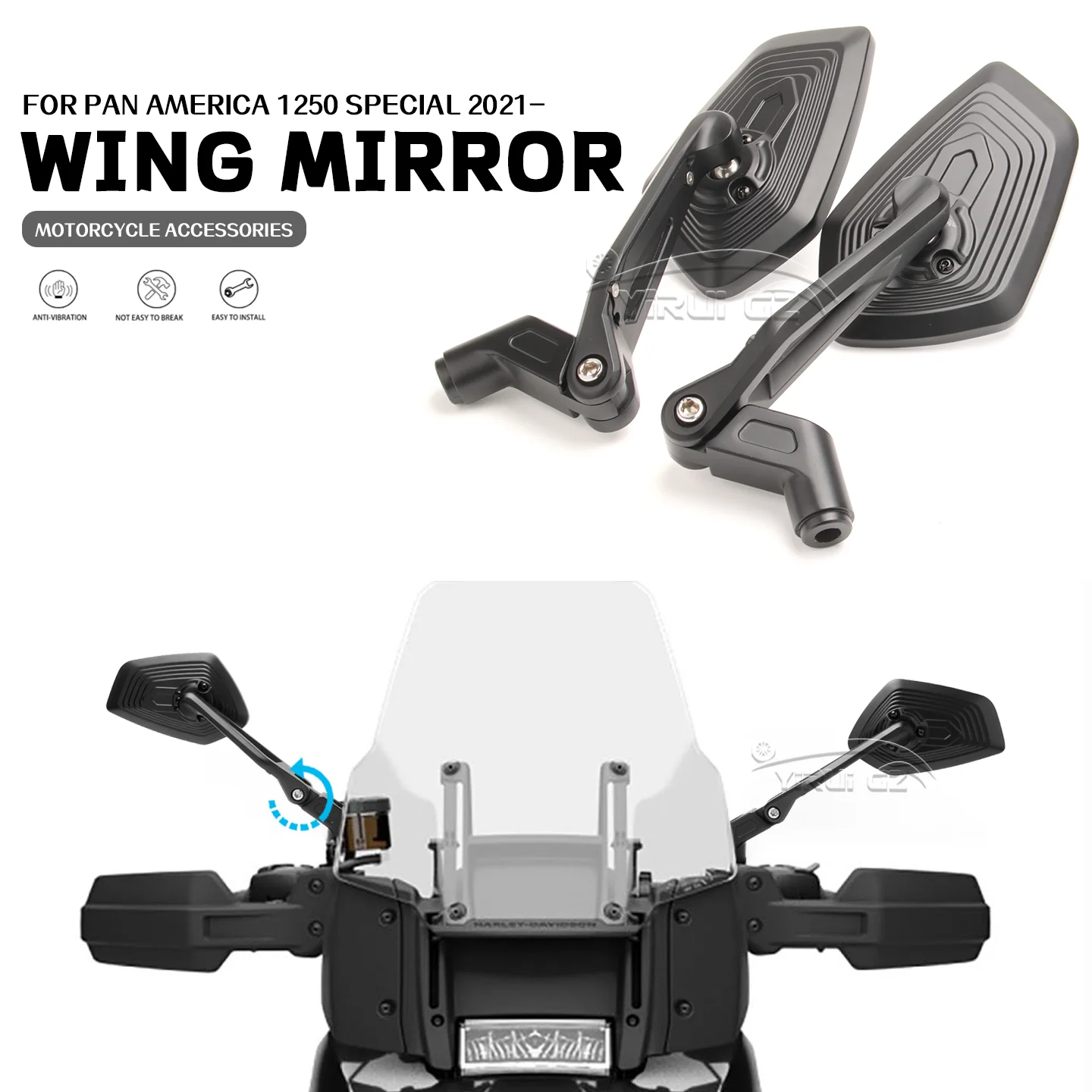 Зеркало заднего вида для мотоцикла, алюминиевое регулируемое боковое зеркало заднего вида для Pan America 1250, Special Pan America 1250, Special 2021-
Зеркало заднего вида для мотоцикла, алюминиевое регулируемое боковое зеркало заднего вида для Pan America 1250, Special Pan America 1250, Special 2021-