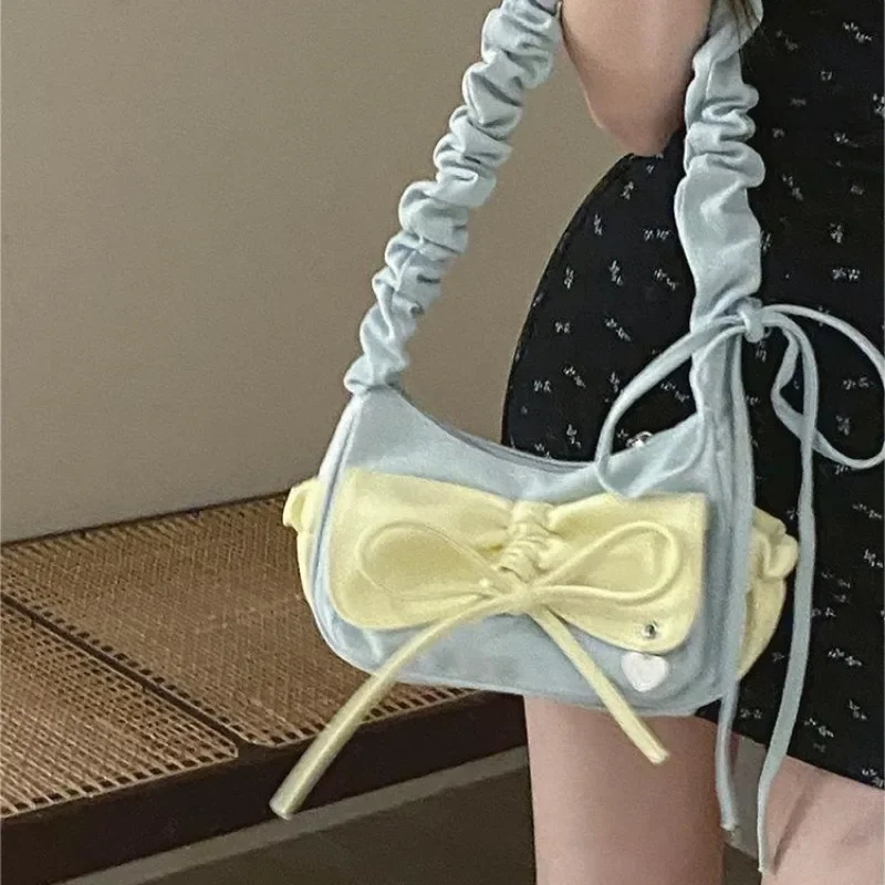 Xiuya Fashion Pleated Womens Shoulder Bag Denim Sweet Bow Cute Casual Handbag Literary Korean Popular Designer Female Armpit Bag
Xiuya Fashion Pleated Womens Shoulder Bag Denim Sweet Bow Cute Casual Handbag Literary Korean Popular Designer Female Armpit Bag