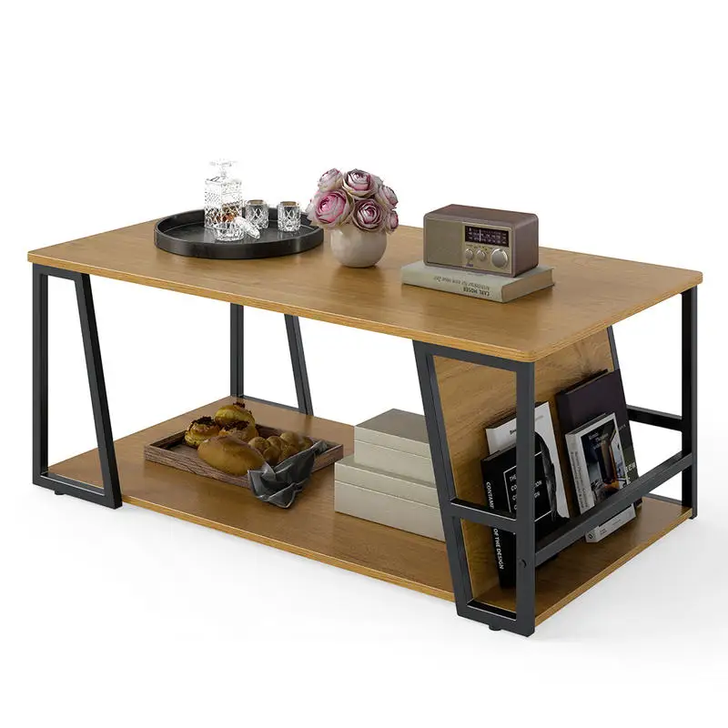 Rectangle Coffee Table 2-tier Industrial Accent Table with Storage Shelf and Compartment-Natural
Rectangle Coffee Table 2-tier Industrial Accent Table with Storage Shelf and Compartment-Natural