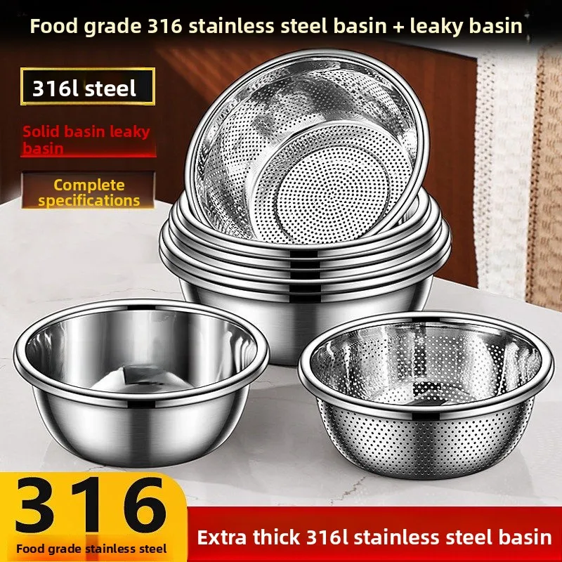 Thiened Stainl Steel Kitchen Sink Food ade Drain Basket Egg Beating Bowl Baking Tray Vegetable Waing Basin round ape
Thiened Stainl Steel Kitchen Sink Food ade Drain Basket Egg Beating Bowl Baking Tray Vegetable Waing Basin round ape
