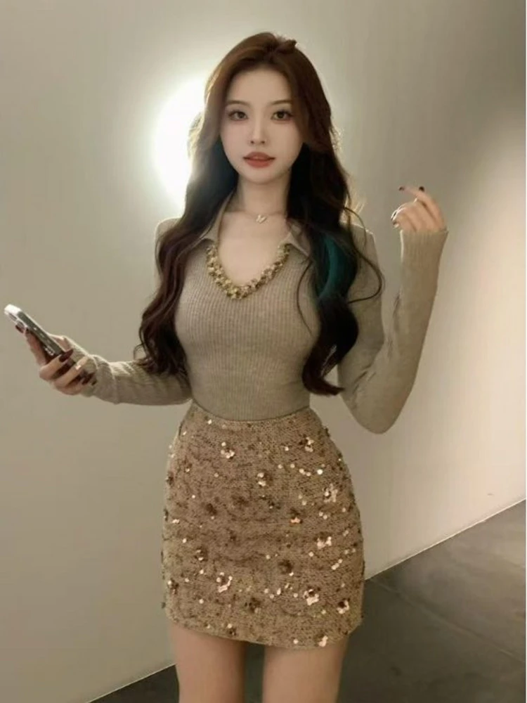 Spring New Design Knitted Base Shirt Women's Turn-down Collar Waist-cinching Inner Wear Top Korean Style Commute Fashion
Spring New Design Knitted Base Shirt Women's Turn-down Collar Waist-cinching Inner Wear Top Korean Style Commute Fashion