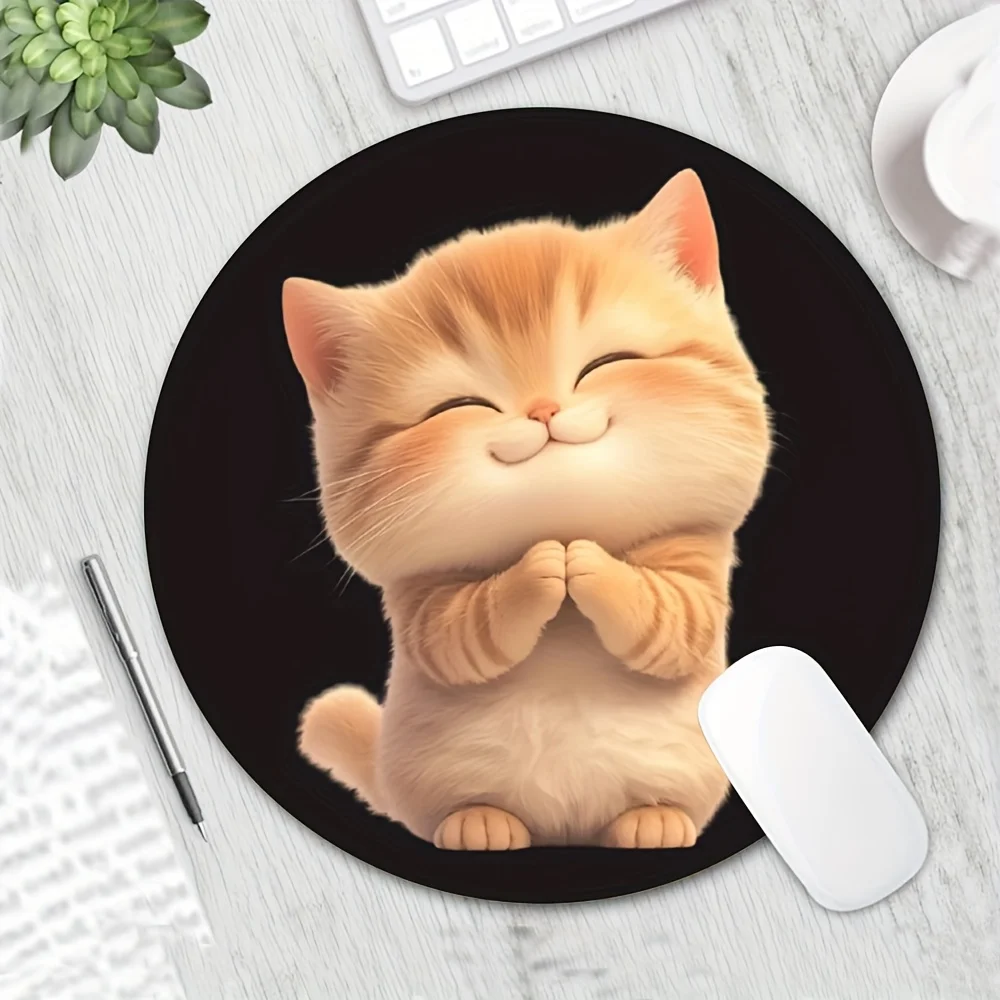 The Smiling Cat designed circular mouse pad with a rubber base is anti-slip and washable, suitable for both offices and homes
The Smiling Cat designed circular mouse pad with a rubber base is anti-slip and washable, suitable for both offices and homes