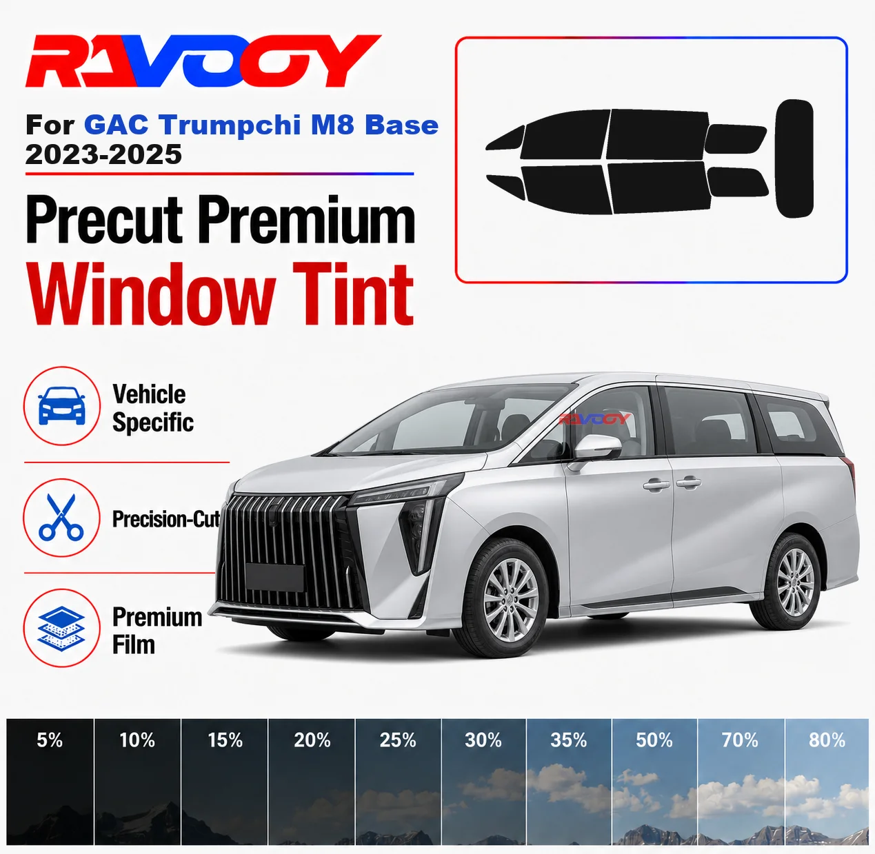 Premium Precut Window Tint Kit Front Rear Windows Rear Windshield For GAC Trumpchi M8 Base 2023-2025 Car Solar Nano Ceramic Film
Premium Precut Window Tint Kit Front Rear Windows Rear Windshield For GAC Trumpchi M8 Base 2023-2025 Car Solar Nano Ceramic Film