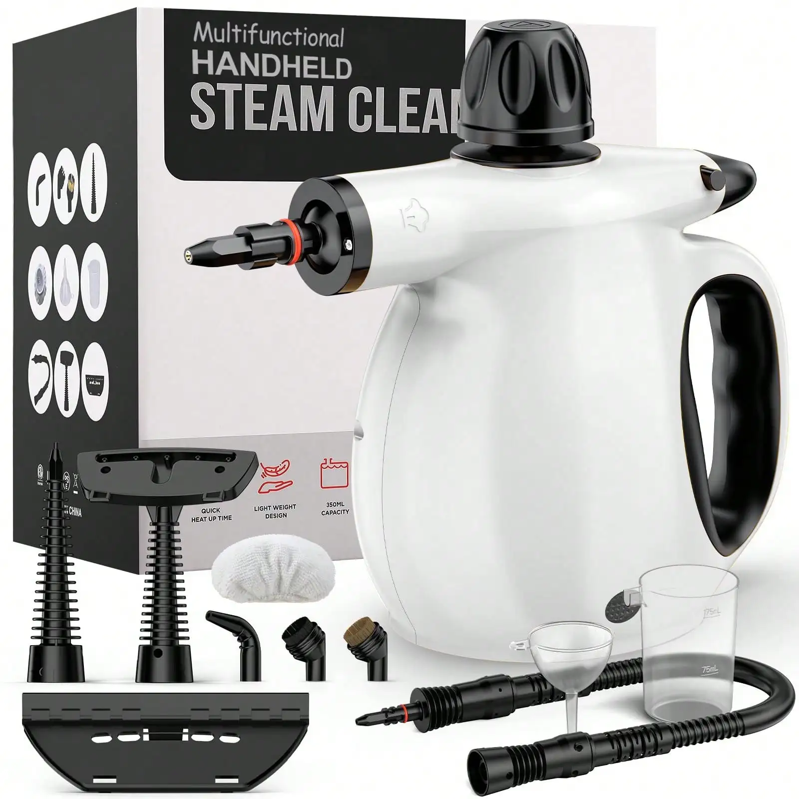 Steam Cleaner,1200W Powerful Fast-Heating, Handheld ,12pcs Multi-Surface Cleaning Accessories , 9.2FT Extended Power Cord & Safe
Steam Cleaner,1200W Powerful Fast-Heating, Handheld ,12pcs Multi-Surface Cleaning Accessories , 9.2FT Extended Power Cord & Safe