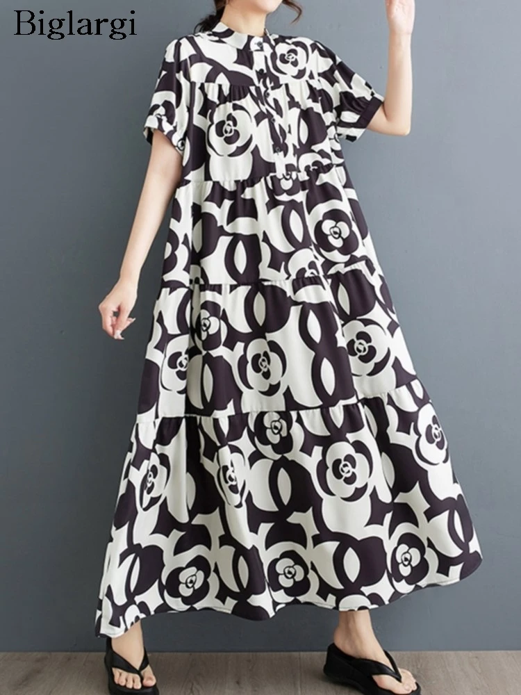 Oversized Summer Long Dress Women Fashion Irregular Geometric Print Ladies Dresses Short Sleeve Loose Ruffle Pleated Woman Dress
Oversized Summer Long Dress Women Fashion Irregular Geometric Print Ladies Dresses Short Sleeve Loose Ruffle Pleated Woman Dress