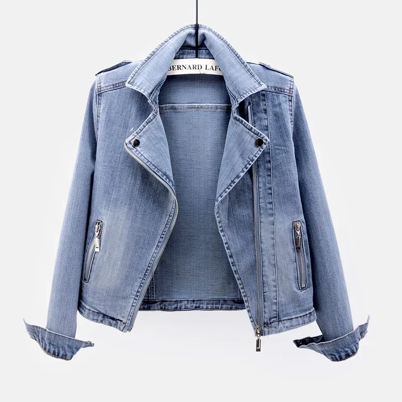Autumn Fashion Elasticity Short Denim Jackets Women Outerwear Korean Slim Suit Collar Jeans Jacket Coat Female Chaquetas Mujer
Autumn Fashion Elasticity Short Denim Jackets Women Outerwear Korean Slim Suit Collar Jeans Jacket Coat Female Chaquetas Mujer