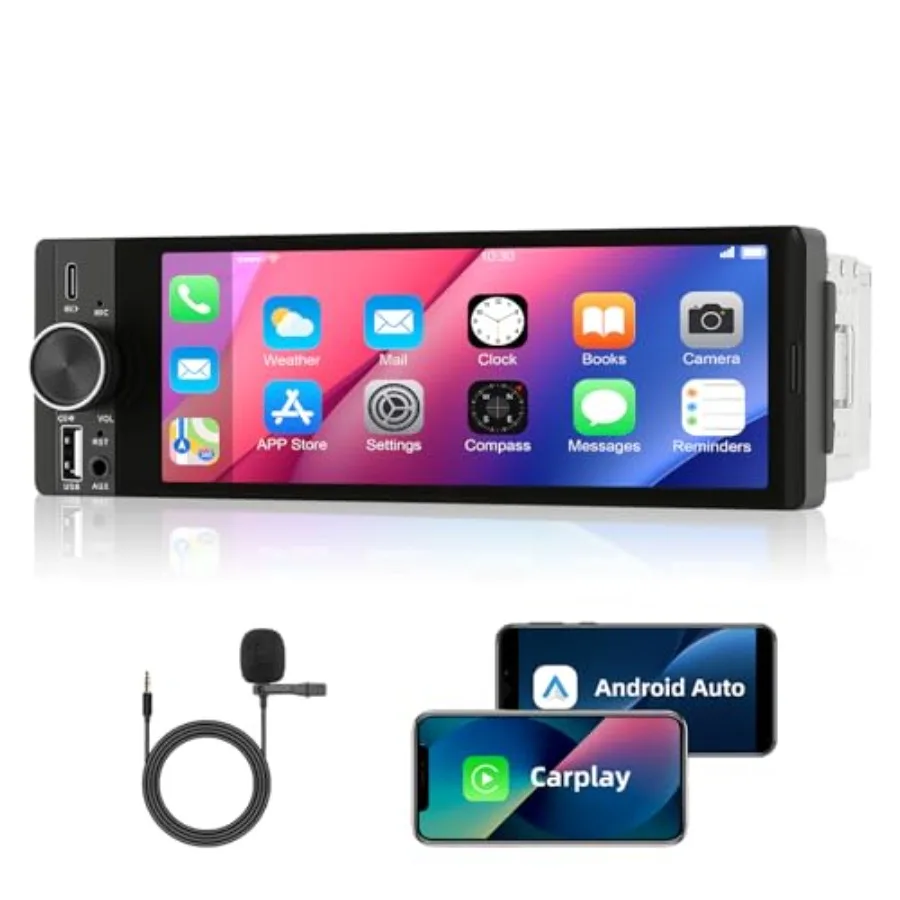 Car stereo for vehicle installation, ABS plastic, black, 6.36 Single Din with physical rotary knob, wireless CarPlay Android Au
Car stereo for vehicle installation, ABS plastic, black, 6.36 Single Din with physical rotary knob, wireless CarPlay Android Au