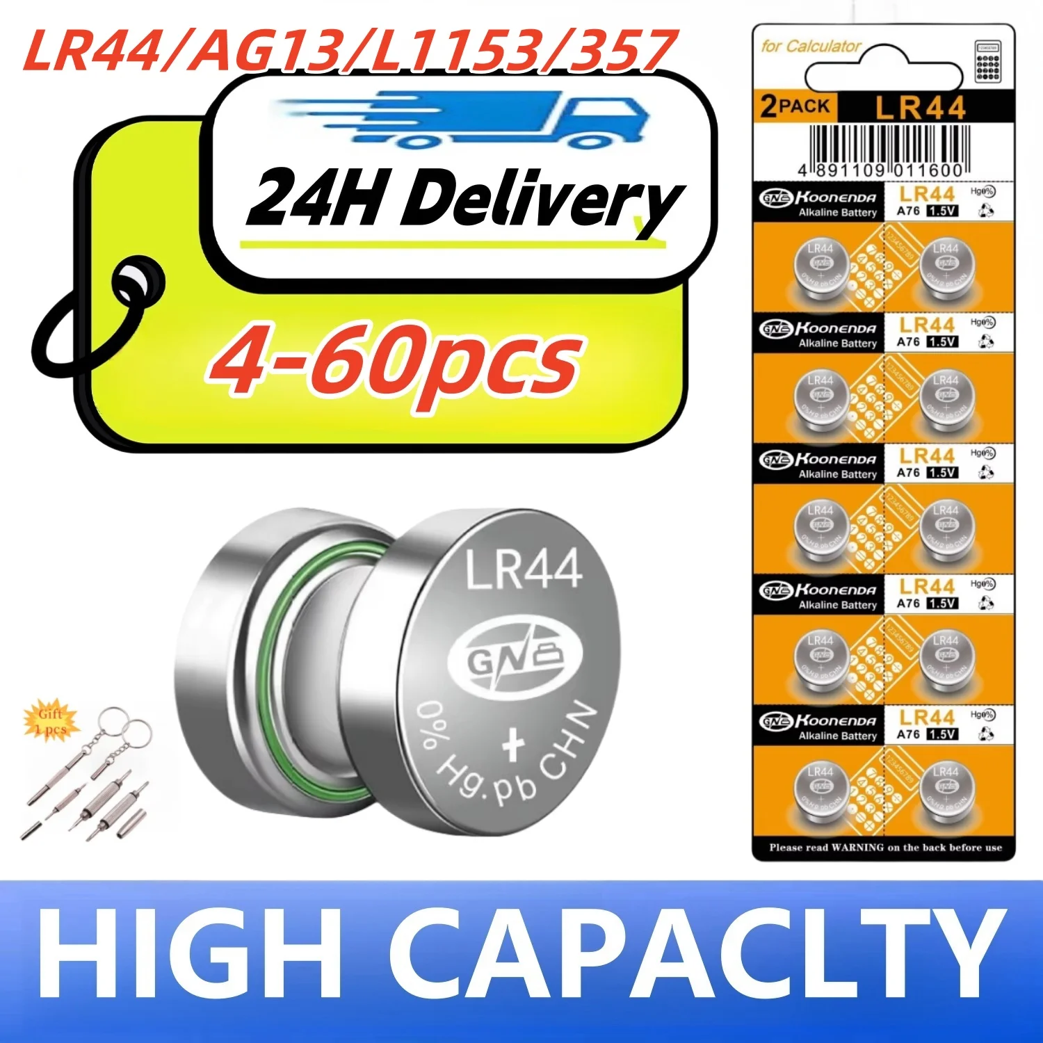 4-50pcs LR44 Batteries AG13 Button Cell Battery 1.5V 357 SR44 LR1154 Button Coin Batteries L1154 Battery for Watch Toys Remote
4-50pcs LR44 Batteries AG13 Button Cell Battery 1.5V 357 SR44 LR1154 Button Coin Batteries L1154 Battery for Watch Toys Remote