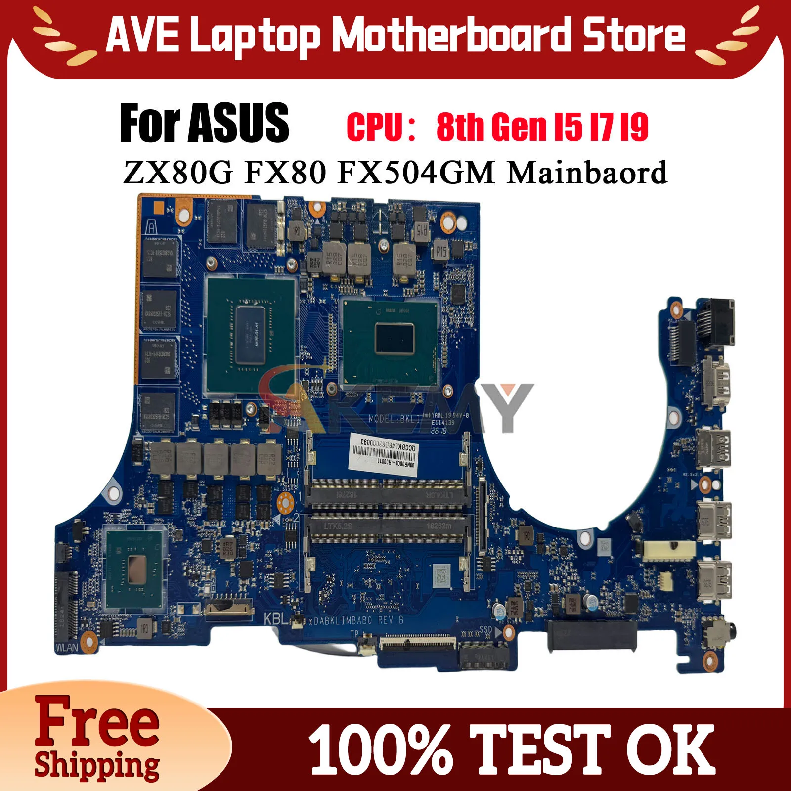 FX504GM Laptop Motherboard For ASUS TUF Gaming FX80G FX504GM FX504G ZX80G Notebook Mainboard With I5 I7 I9 CPU 100% tests OK stk
FX504GM Laptop Motherboard For ASUS TUF Gaming FX80G FX504GM FX504G ZX80G Notebook Mainboard With I5 I7 I9 CPU 100% tests OK stk