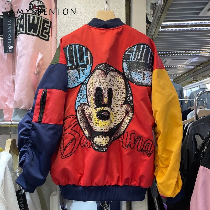 Heavy Industry Sequins Cartoon Contrasting Color Splicing Cardigan Baseball Jersey Loose Women's Spring New Zipper Loose Jaqueta
Heavy Industry Sequins Cartoon Contrasting Color Splicing Cardigan Baseball Jersey Loose Women's Spring New Zipper Loose Jaqueta