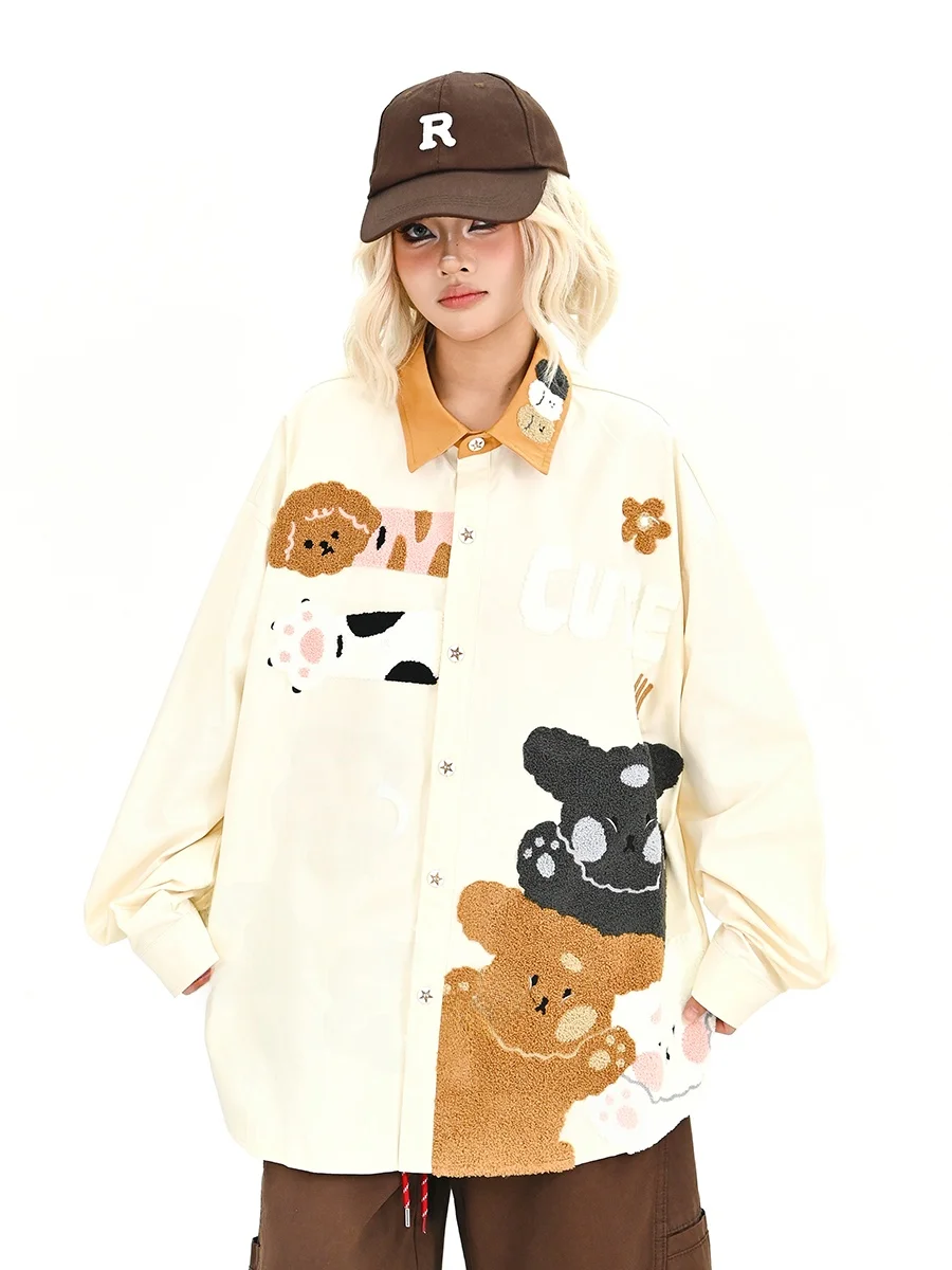 Bf Sle Loose Long Sve Embroidered irt Women's Spring New Lazy Trendy Top Comfortable Fluffy Bear Pattern Casual irt
Bf Sle Loose Long Sve Embroidered irt Women's Spring New Lazy Trendy Top Comfortable Fluffy Bear Pattern Casual irt