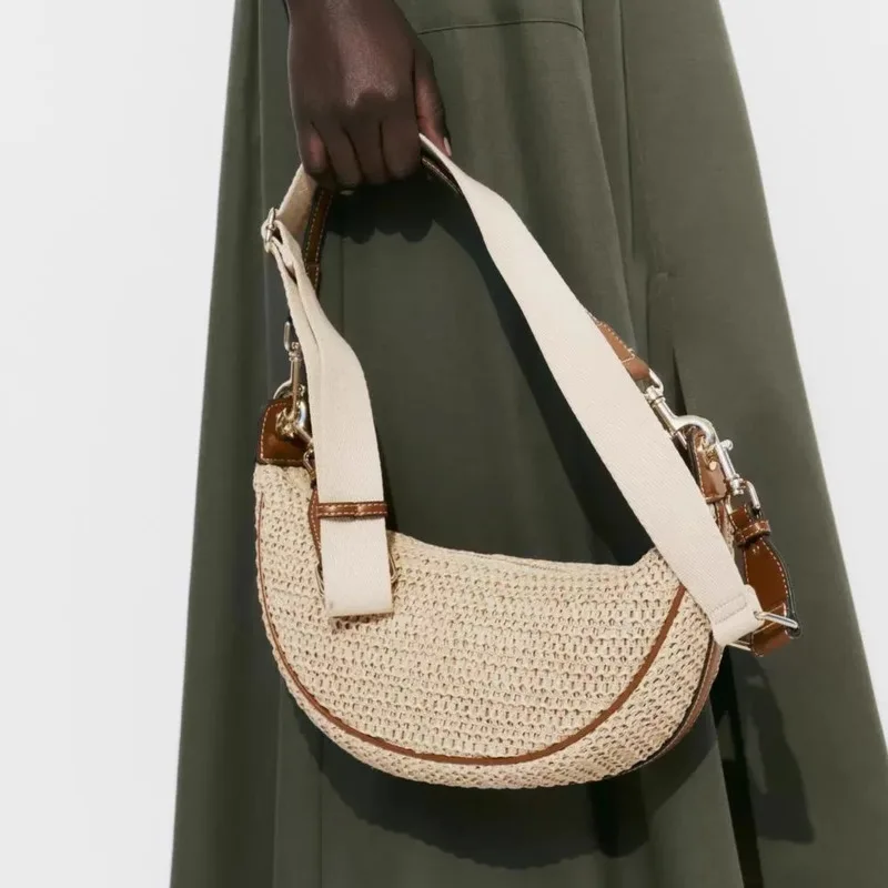 Straw Woven Half Moon Bag Fashion Woven Handbag Large Capacity Handmade Crossbody Bag Adjustable Strap For Outdoor Shopping
Straw Woven Half Moon Bag Fashion Woven Handbag Large Capacity Handmade Crossbody Bag Adjustable Strap For Outdoor Shopping