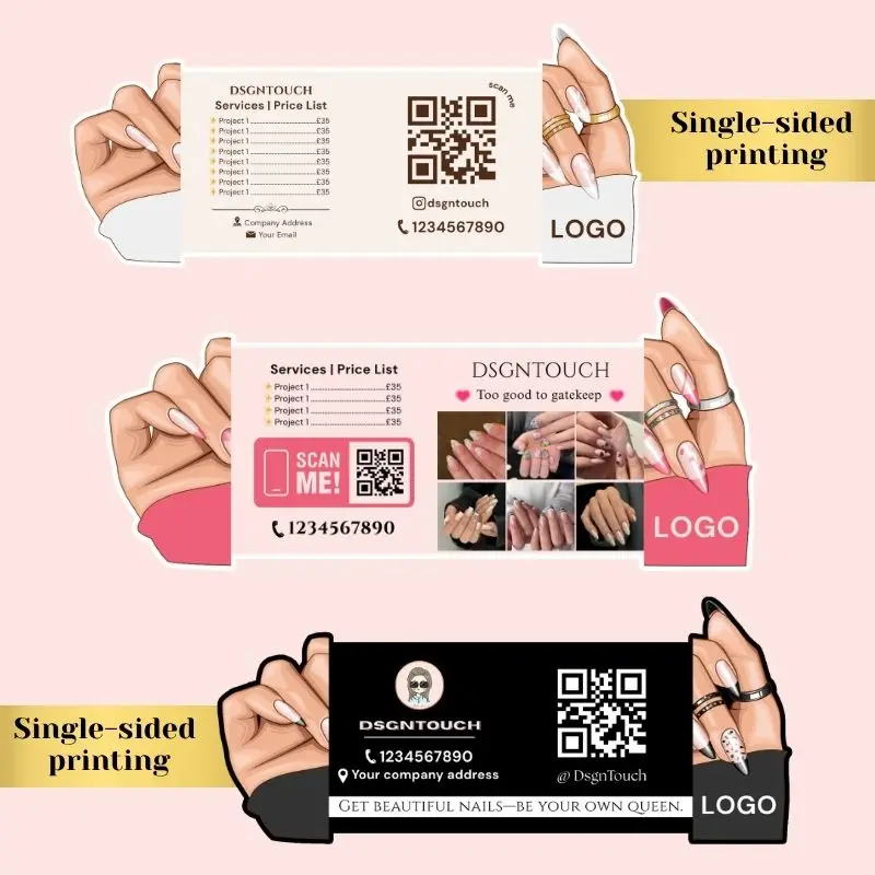 Business Cards for Nail Technicians Custom Any Shape 3-Fold 300g Glossy/Matte Lamination One Side Print Free Design dsgntouch
Business Cards for Nail Technicians Custom Any Shape 3-Fold 300g Glossy/Matte Lamination One Side Print Free Design dsgntouch