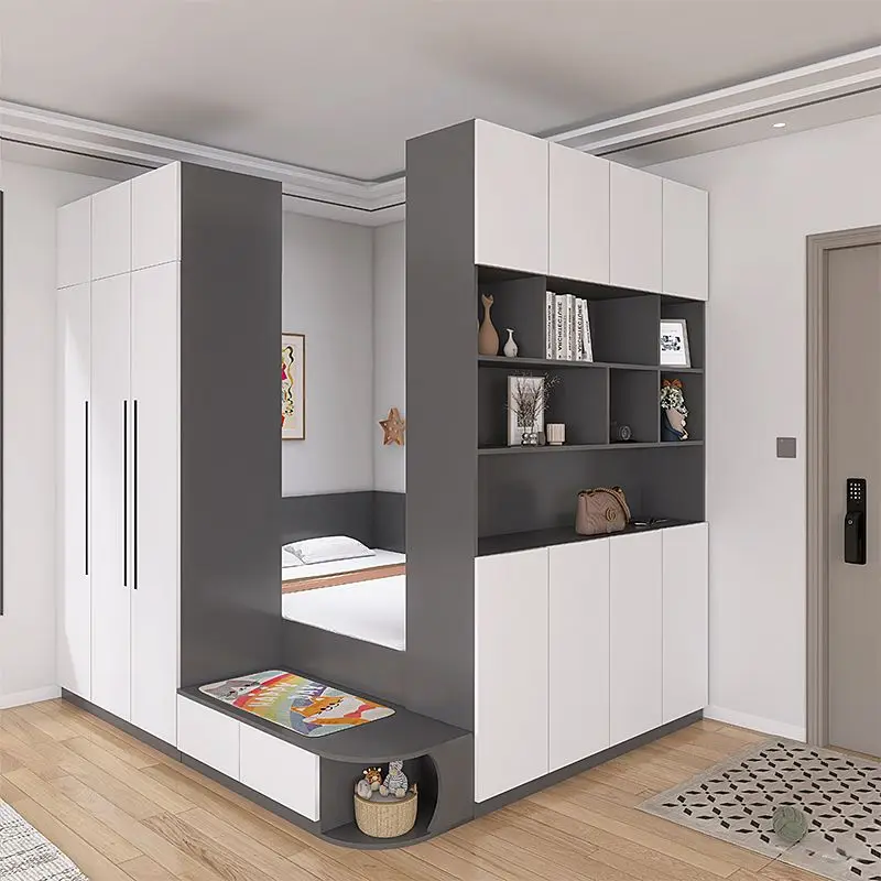 Living room tatami compartment integrated combination small apartment, wardrobe bed
Living room tatami compartment integrated combination small apartment, wardrobe bed