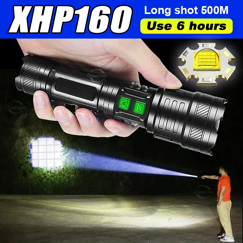 XHP160 Rechargeable Led Flashlight Small Hangable Flashlight Waterproof Portable Torch Camping Outdoor Ultra Powerful Torch Lamp
XHP160 Rechargeable Led Flashlight Small Hangable Flashlight Waterproof Portable Torch Camping Outdoor Ultra Powerful Torch Lamp