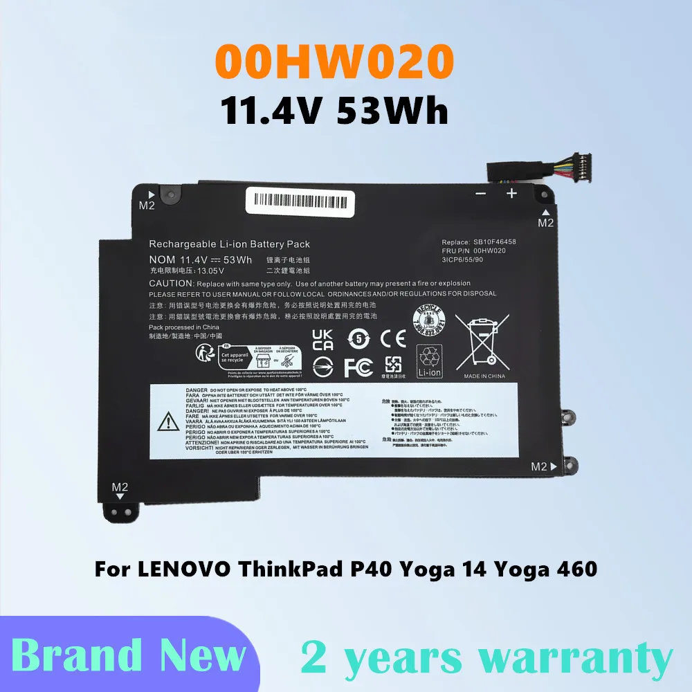 00HW0200 11.4V 53WH black Laptop Battery For Lenovo ThinkPad P40 Yoga14 Yoga 460 00HW021
00HW0200 11.4V 53WH black Laptop Battery For Lenovo ThinkPad P40 Yoga14 Yoga 460 00HW021