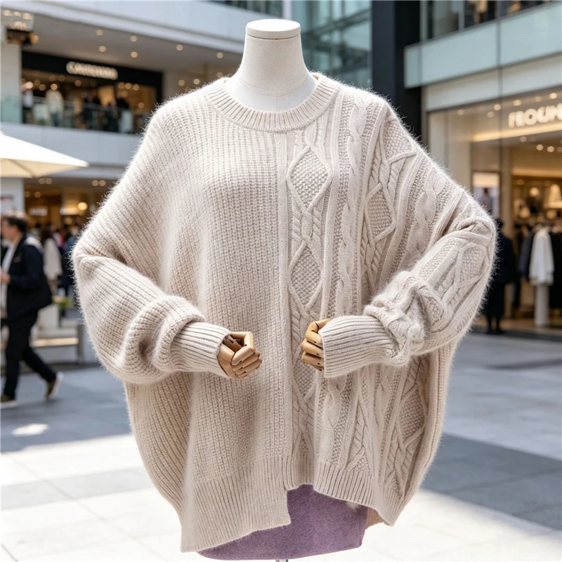 Women's Angora Rabbit Fur Knit Sweater Loose Long Sleeves Cable Knit O-Neck Fluffy Warm Winter Casual Pullover Sweater Jumper
Women's Angora Rabbit Fur Knit Sweater Loose Long Sleeves Cable Knit O-Neck Fluffy Warm Winter Casual Pullover Sweater Jumper