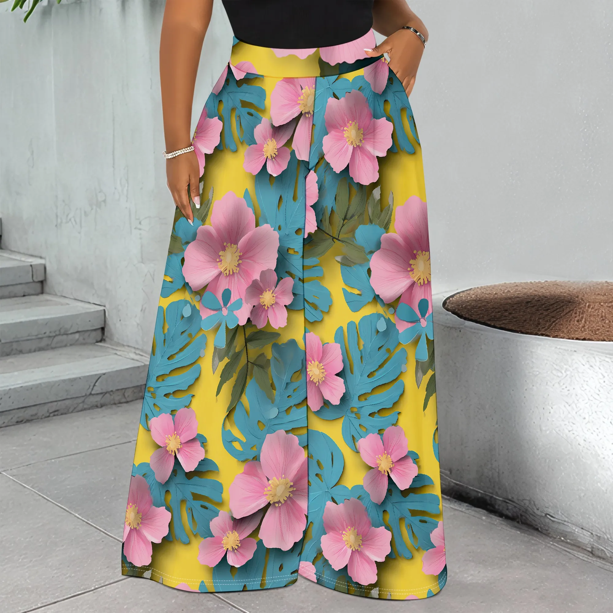 Tropical Floral Print Pants, Pink Flower Pattern Trousers, Summer Wide Leg Bottoms for Women, Vacation Beach Wear S-2XL
Tropical Floral Print Pants, Pink Flower Pattern Trousers, Summer Wide Leg Bottoms for Women, Vacation Beach Wear S-2XL