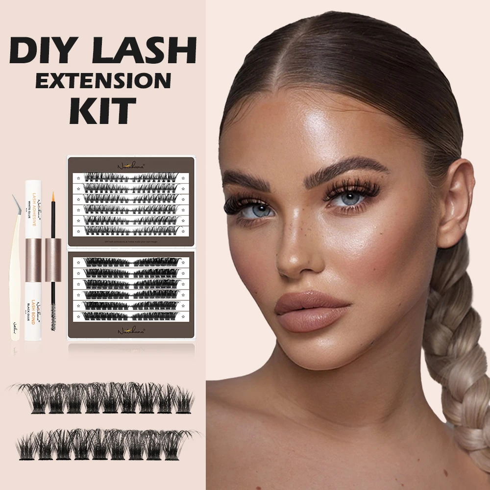 NATUHANA DIY Lash Extension Kit Individual Lashes Cluster Mix Eyelashes Full Set Lashes Kit with Lash Bond and tweezers At Home
NATUHANA DIY Lash Extension Kit Individual Lashes Cluster Mix Eyelashes Full Set Lashes Kit with Lash Bond and tweezers At Home