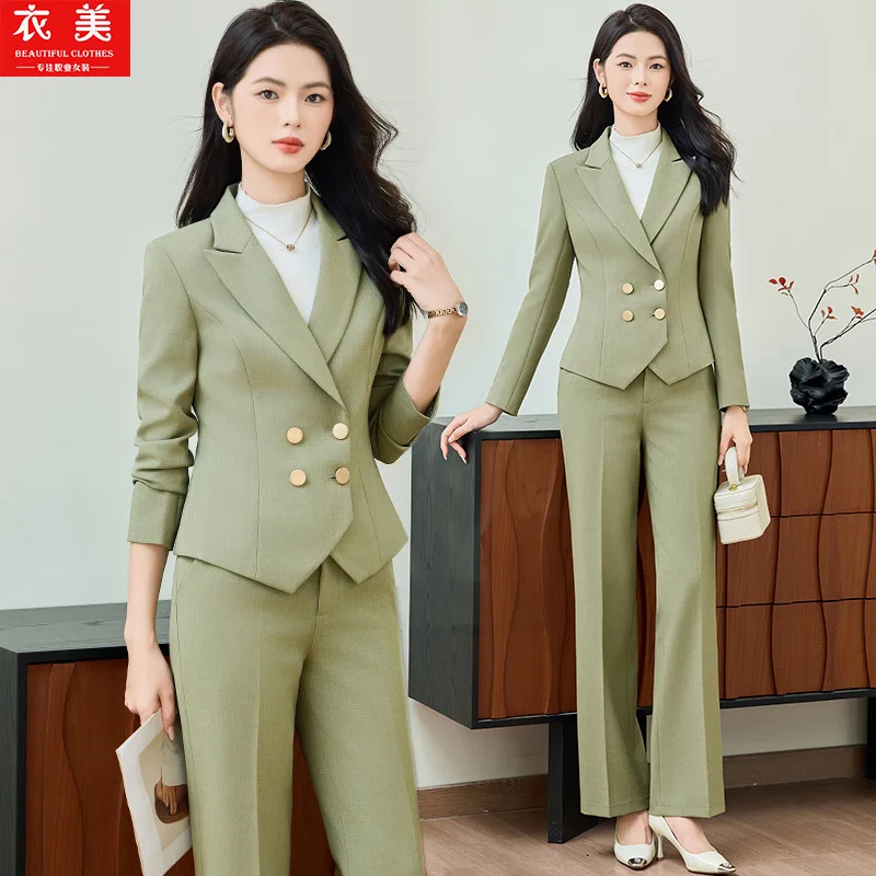Fashion Double Row Suit Professional Set Two-Piece Pants Autumn Winter Short Blazer Formal Women's Pants Suit
Fashion Double Row Suit Professional Set Two-Piece Pants Autumn Winter Short Blazer Formal Women's Pants Suit