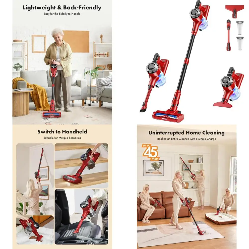 Легкий пылесос 8-в-1, время работы 45 минут, мощное всасывание, очищает твердые полы, ковры, шерсть животных, красный цвет
Легкий пылесос 8-в-1, время работы 45 минут, мощное всасывание, очищает твердые полы, ковры, шерсть животных, красный цвет