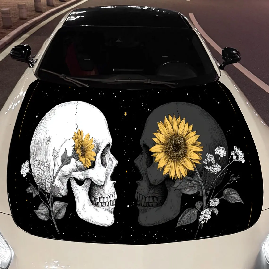 Heterochromatic Skull Sunflower Car Hood Sticker PVC Self Waterproof Stick,Striking Auto Exterior Accessories Decor Protect Gift
Heterochromatic Skull Sunflower Car Hood Sticker PVC Self Waterproof Stick,Striking Auto Exterior Accessories Decor Protect Gift