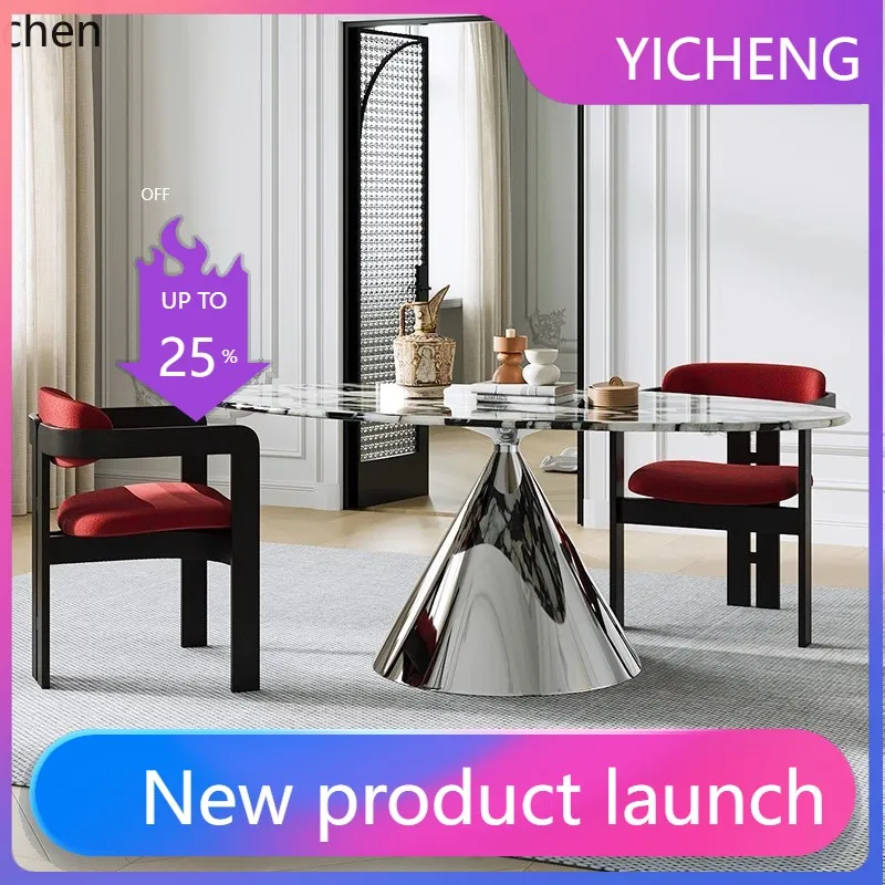 LYY Marble UFO Dining Table Oval High-End Dining Set
LYY Marble UFO Dining Table Oval High-End Dining Set
