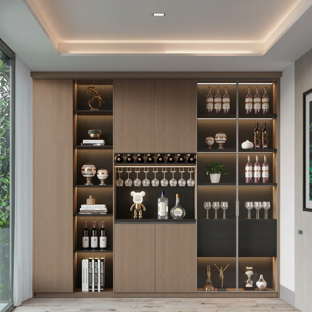 Customized Plywood Wine Cabinet For Home Use For Home Bar Or Living Room Handmade Wooden Wine Glass Storage Furniture
Customized Plywood Wine Cabinet For Home Use For Home Bar Or Living Room Handmade Wooden Wine Glass Storage Furniture