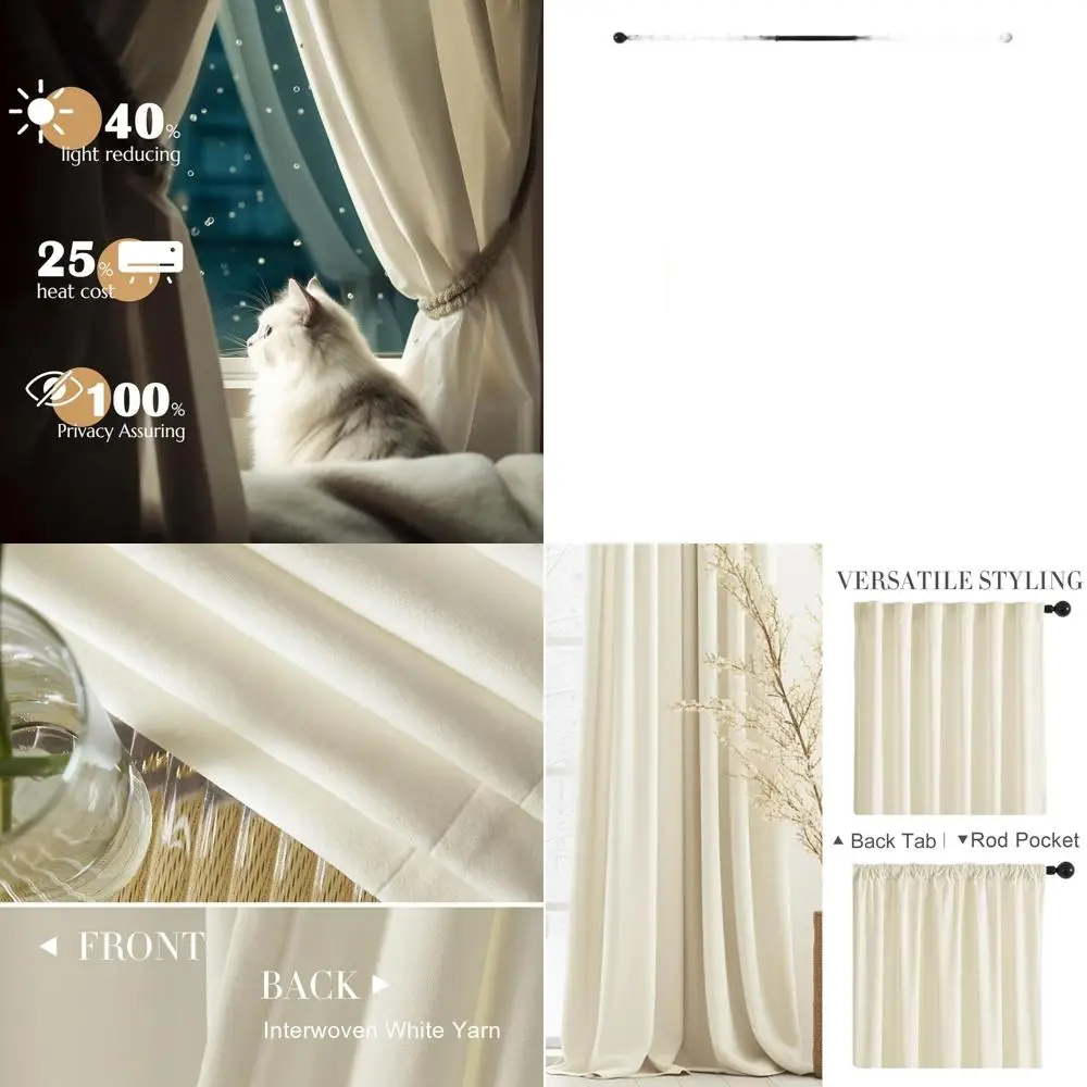 Элегантные бархатные шторы цвета слоновой кости, длиной 84 дюйма, для гостиной и спальни, мягкие, обеспечивающие уединение, с карманом для карниза и креплением на петлях.
Элегантные бархатные шторы цвета слоновой кости, длиной 84 дюйма, для гостиной и спальни, мягкие, обеспечивающие уединение, с карманом для карниза и креплением на петлях.