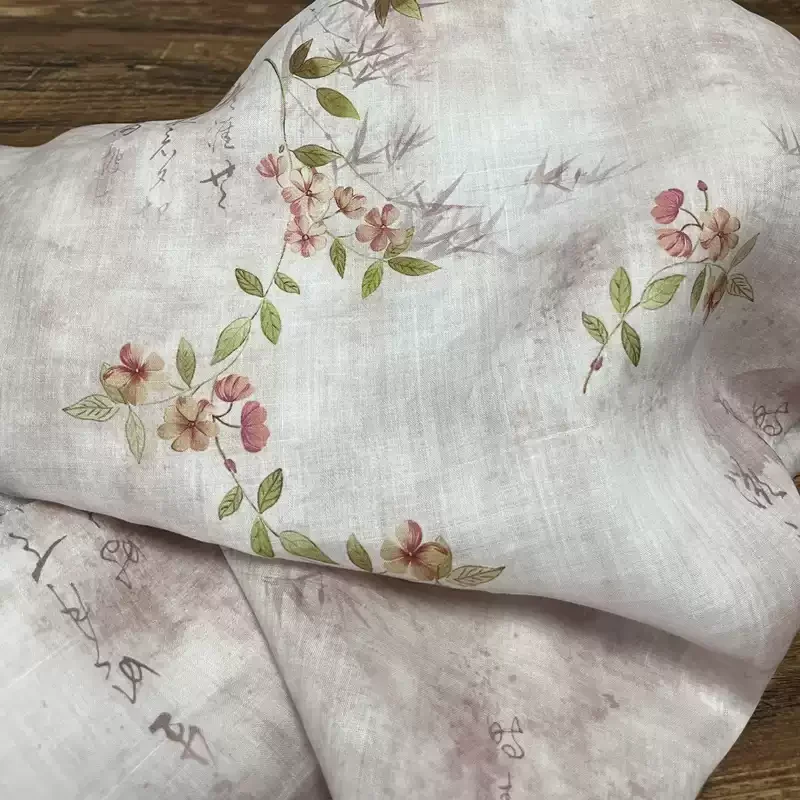 100% ramie fabric, white printed pattern, used for making clothing, skirts, and DIY sewing fabrics
100% ramie fabric, white printed pattern, used for making clothing, skirts, and DIY sewing fabrics