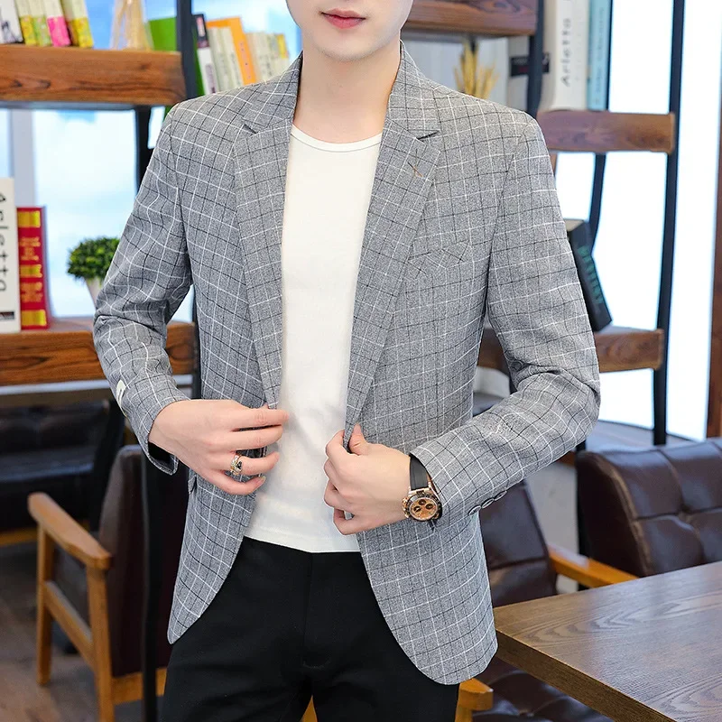 HOO 2023 Men's Four Seasons Plaid blazer Youth Fashion Slim Single Buckle Leisure blazer
HOO 2023 Men's Four Seasons Plaid blazer Youth Fashion Slim Single Buckle Leisure blazer