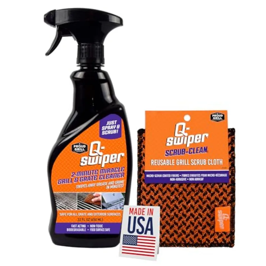 Q-Swiper 2-Minute Miracle Grill and Grate Cleaner with Scrub Clean Cloth - Degreaser Spray for BBQ, Oven, Stove, Kitchen Tops a
Q-Swiper 2-Minute Miracle Grill and Grate Cleaner with Scrub Clean Cloth - Degreaser Spray for BBQ, Oven, Stove, Kitchen Tops a