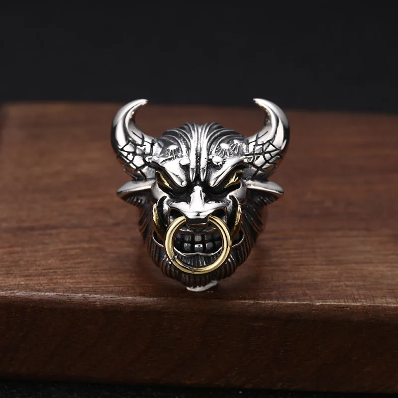 S925 sterling silver ornament fashion Thai silver personality year of the ox bull Open men's trendy ring Open
S925 sterling silver ornament fashion Thai silver personality year of the ox bull Open men's trendy ring Open