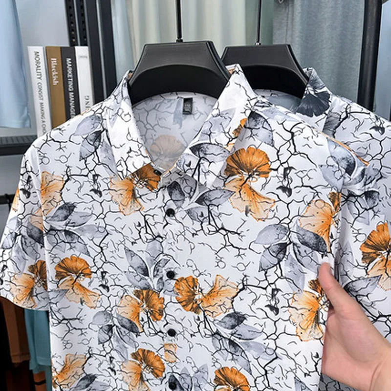 Summer Men Short Sleeve Hawaiian Shirt Casual Polyester Cotton Blended Shirt
Summer Men Short Sleeve Hawaiian Shirt Casual Polyester Cotton Blended Shirt