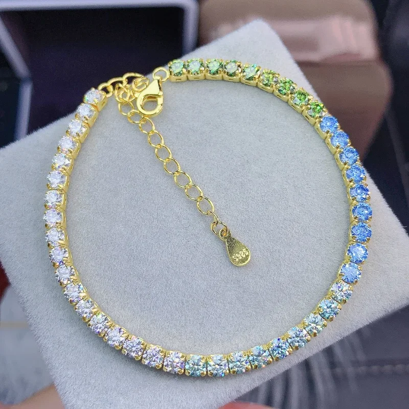 Moissanite Bracelet 925 Silver Ornaments Round Mosanstone Wedding Luxury Sterling Silver Hip Hop Bracelet Colorful Moissanite
Moissanite Bracelet 925 Silver Ornaments Round Mosanstone Wedding Luxury Sterling Silver Hip Hop Bracelet Colorful Moissanite