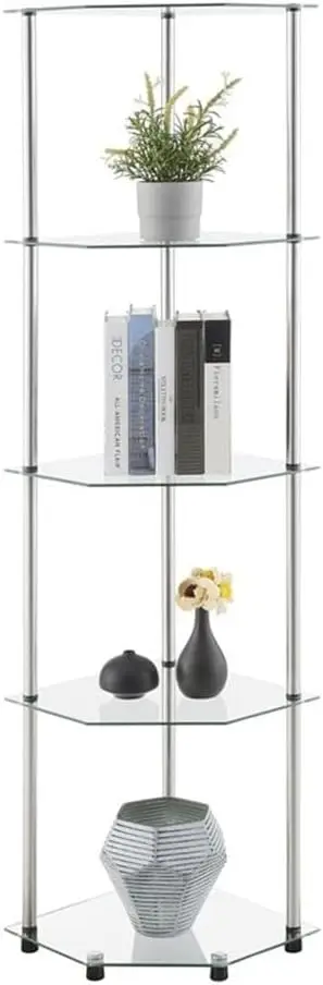 Convenience Concepts Designs2Go Classic Glass 5 Tier Corner Tower 13.75"" - Modern Media Stainless Steel Bookshelf For Living
Convenience Concepts Designs2Go Classic Glass 5 Tier Corner Tower 13.75"" - Modern Media Stainless Steel Bookshelf For Living