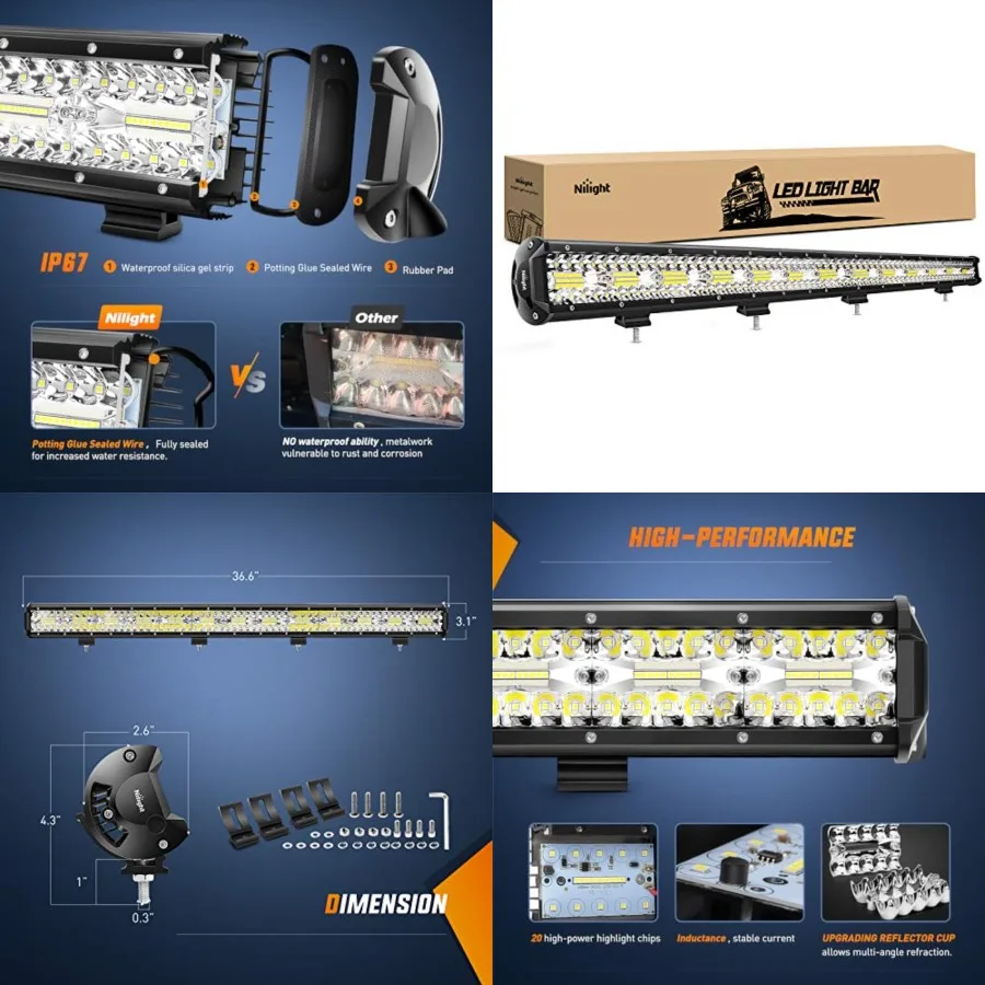 LED Light Bar 37Inch 780W Triple Row Flood Spot Combo 78000LM Driving Work Light Off-Road Lighting for Trucks Pickup Car Golf C
LED Light Bar 37Inch 780W Triple Row Flood Spot Combo 78000LM Driving Work Light Off-Road Lighting for Trucks Pickup Car Golf C