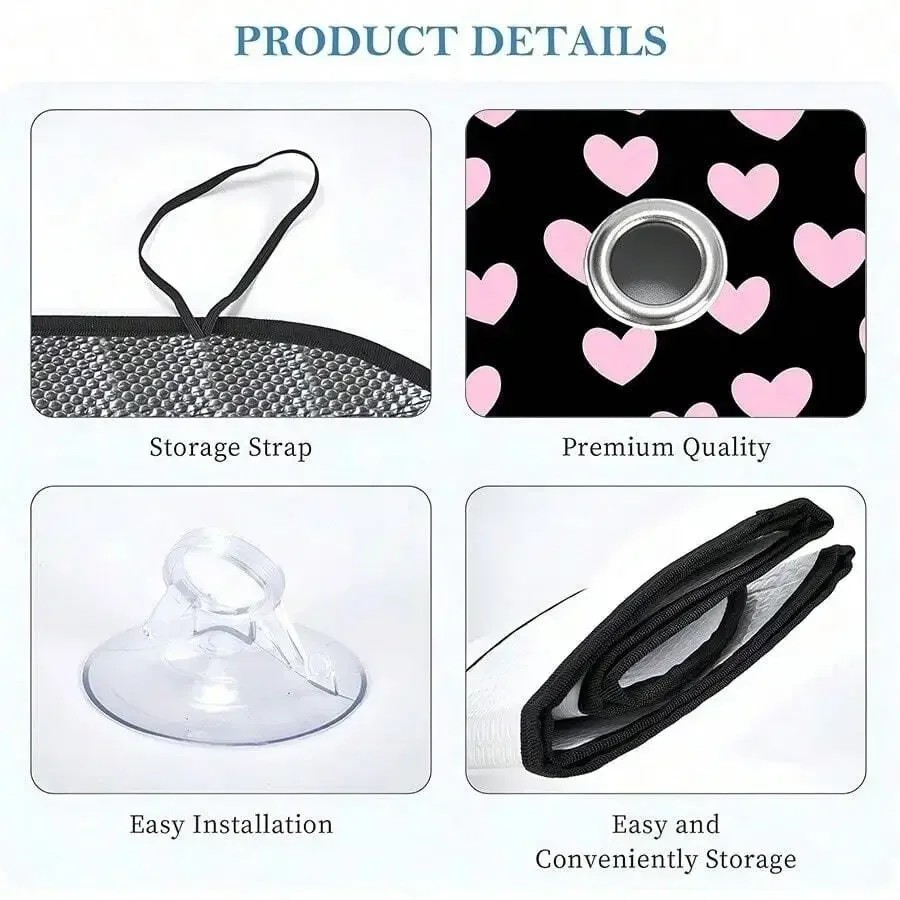 Foldable Car Sunshade With Heart Pattern UV Protection For Windshield
Foldable Car Sunshade With Heart Pattern UV Protection For Windshield
