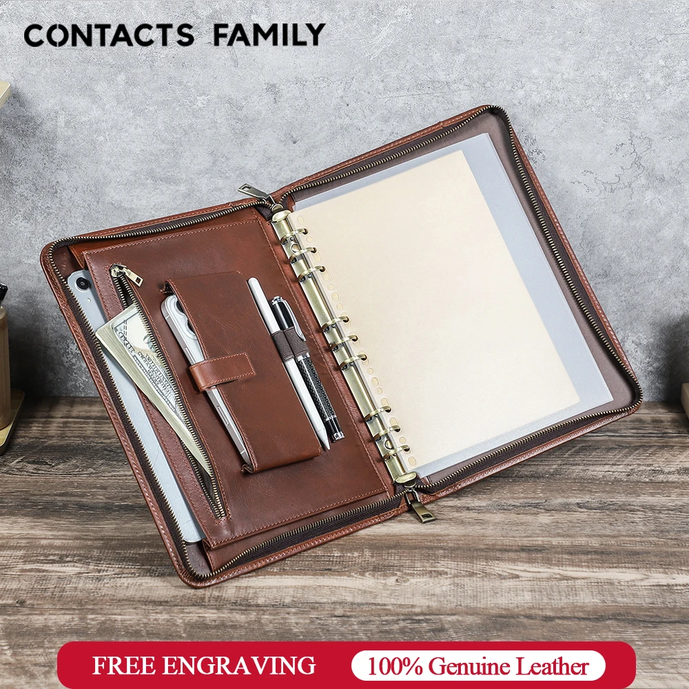 CONTACTS FAMILY Retro Genuine Leather B5 9 Ring Binder Business Notebook Cowhide iPad 11 inch Case Padfolio Business Office Brie
CONTACTS FAMILY Retro Genuine Leather B5 9 Ring Binder Business Notebook Cowhide iPad 11 inch Case Padfolio Business Office Brie