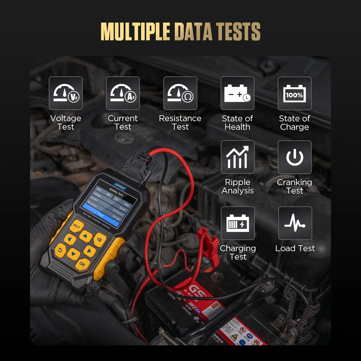 Диагностический инструмент AUTOOL BT460 для автомобилей 12В/24В, тестер нагрузки автомобильного аккумулятора, тестер зарядки и разряда, разрядное устройство для аккумуляторов.
Диагностический инструмент AUTOOL BT460 для автомобилей 12В/24В, тестер нагрузки автомобильного аккумулятора, тестер зарядки и разряда, разрядное устройство для аккумуляторов.