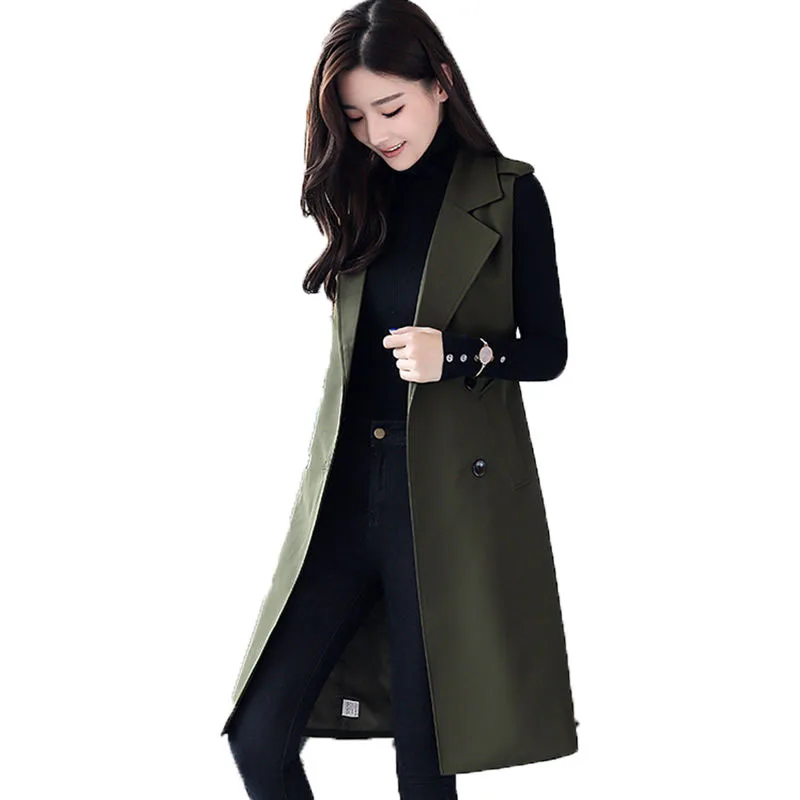 Sashes Vest Women's Mid-Length Korean Spring Autumn New Suit Collar Waistcoat Sleeveless Jacket Trend Outerwear Female Vest C
Sashes Vest Women's Mid-Length Korean Spring Autumn New Suit Collar Waistcoat Sleeveless Jacket Trend Outerwear Female Vest C