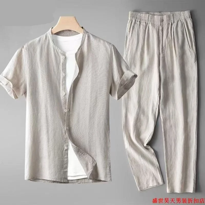 Men's Tracksuit 2025 Summer Suit Cotton Linen Short Sleeve Shirt Fashion Male Set Chinese Style Two Pieces
Men's Tracksuit 2025 Summer Suit Cotton Linen Short Sleeve Shirt Fashion Male Set Chinese Style Two Pieces