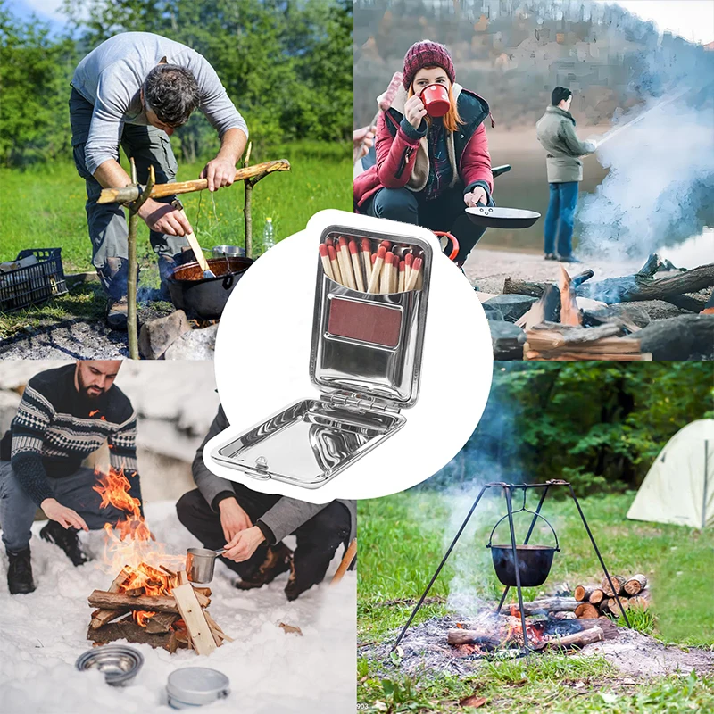 Stainless Steel Match Storage Box With Striker Plate Outdoor Camping Accessory
Stainless Steel Match Storage Box With Striker Plate Outdoor Camping Accessory