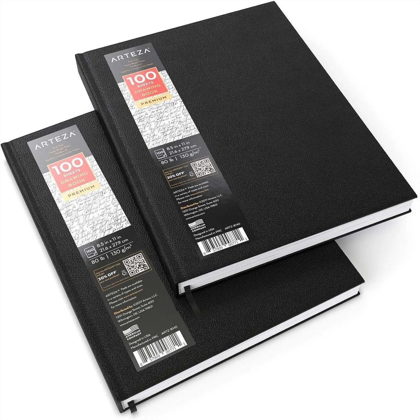 Hardcover Sketchbooks Pack of 2, 8.5x11, 100 Sheets Each, 130 GSM Fine-Tooth Paper for Graphite, Colored Pencil, Charcoal
Hardcover Sketchbooks Pack of 2, 8.5x11, 100 Sheets Each, 130 GSM Fine-Tooth Paper for Graphite, Colored Pencil, Charcoal