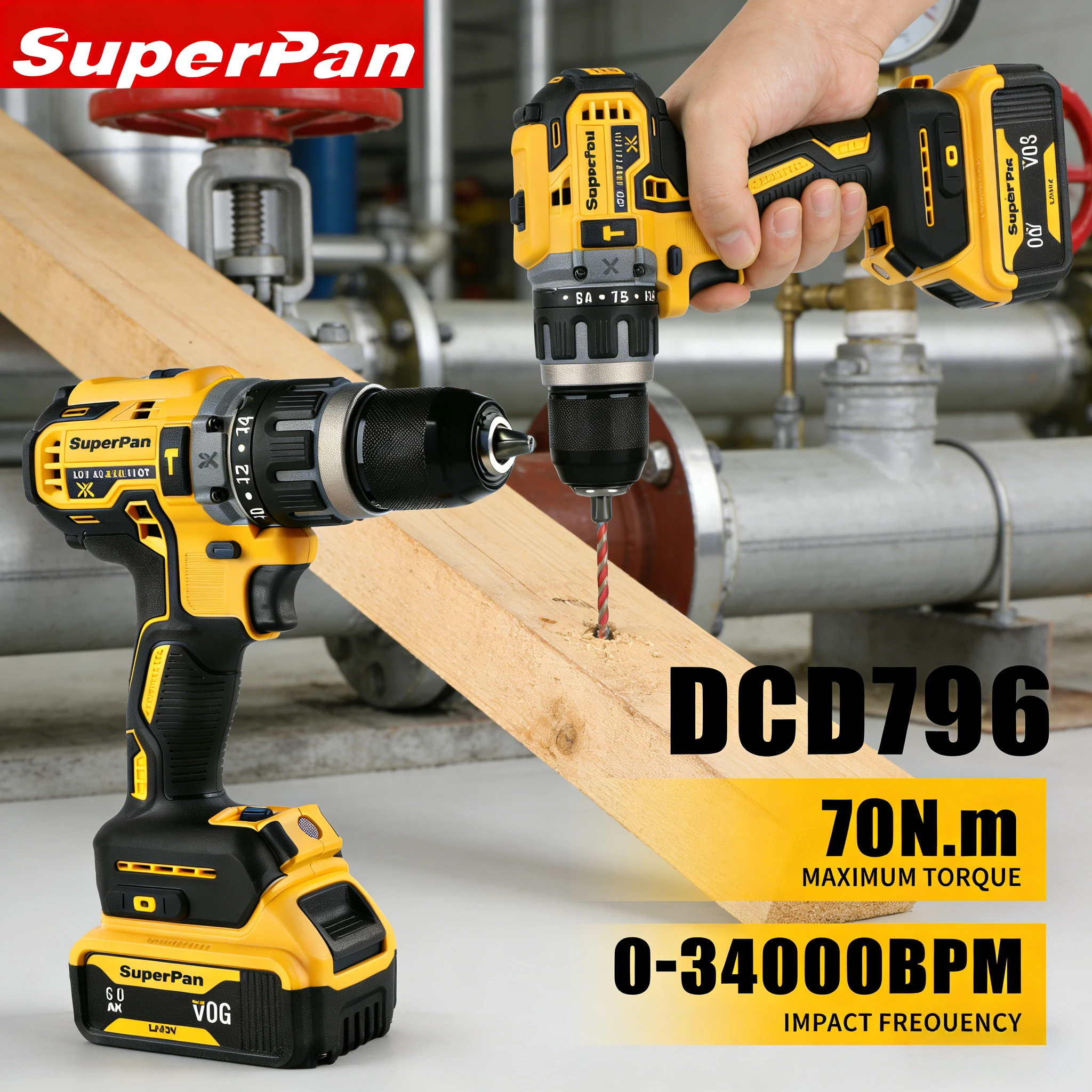 Бесщеточный ударный шуруповерт SuperPan 70 Н·м, высокоэффективный, из толстой стали, прочный, аккумуляторный, для батарей Dewalt 20В
Бесщеточный ударный шуруповерт SuperPan 70 Н·м, высокоэффективный, из толстой стали, прочный, аккумуляторный, для батарей Dewalt 20В